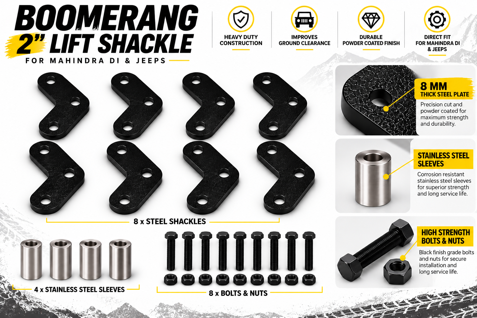 Boomerang 2-Inch Lift Shackle Kit Boomerang 2-Inch Lift Shackle Kit